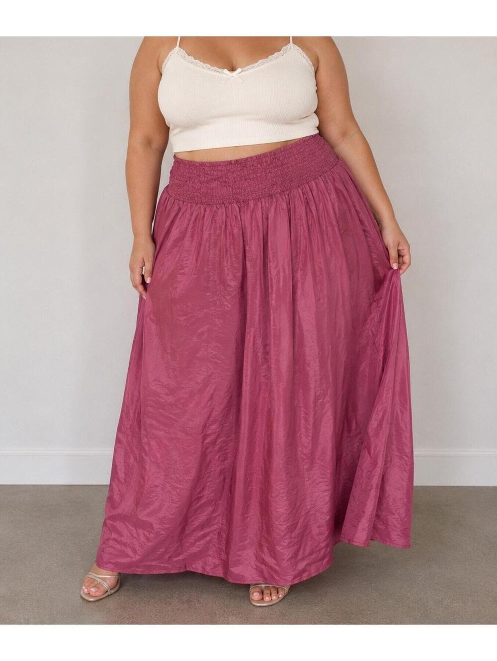Future Collective Pink Satin Maxi Skirt Size 17 NWT Y2K Coquette Cottagecore